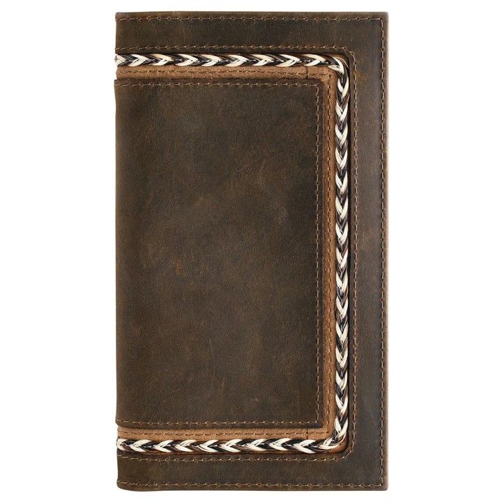 JUSTIN MEN'S LEATHER RODEO WALLET - HORSE HAIR BRAID