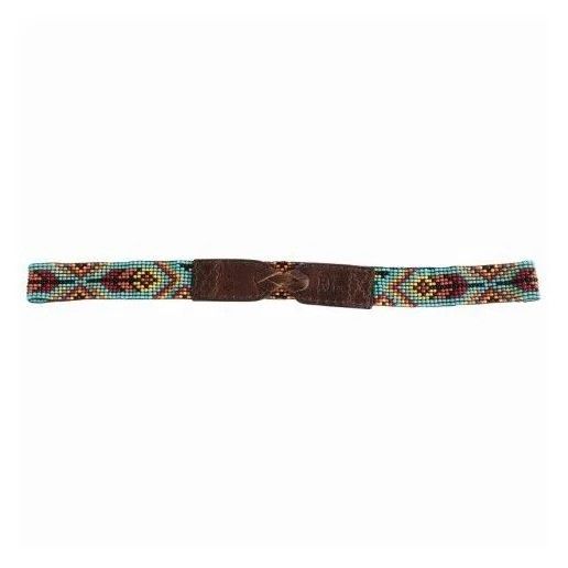 RED DIRT HAT CO. ELASTIC HAT BAND - BEADED TURQUOISE FIREBIRD