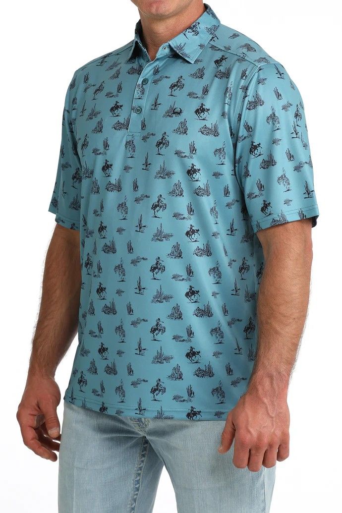 CINCH MEN'S SHORT SLEEVE ARENAFLEX POLO - TEAL