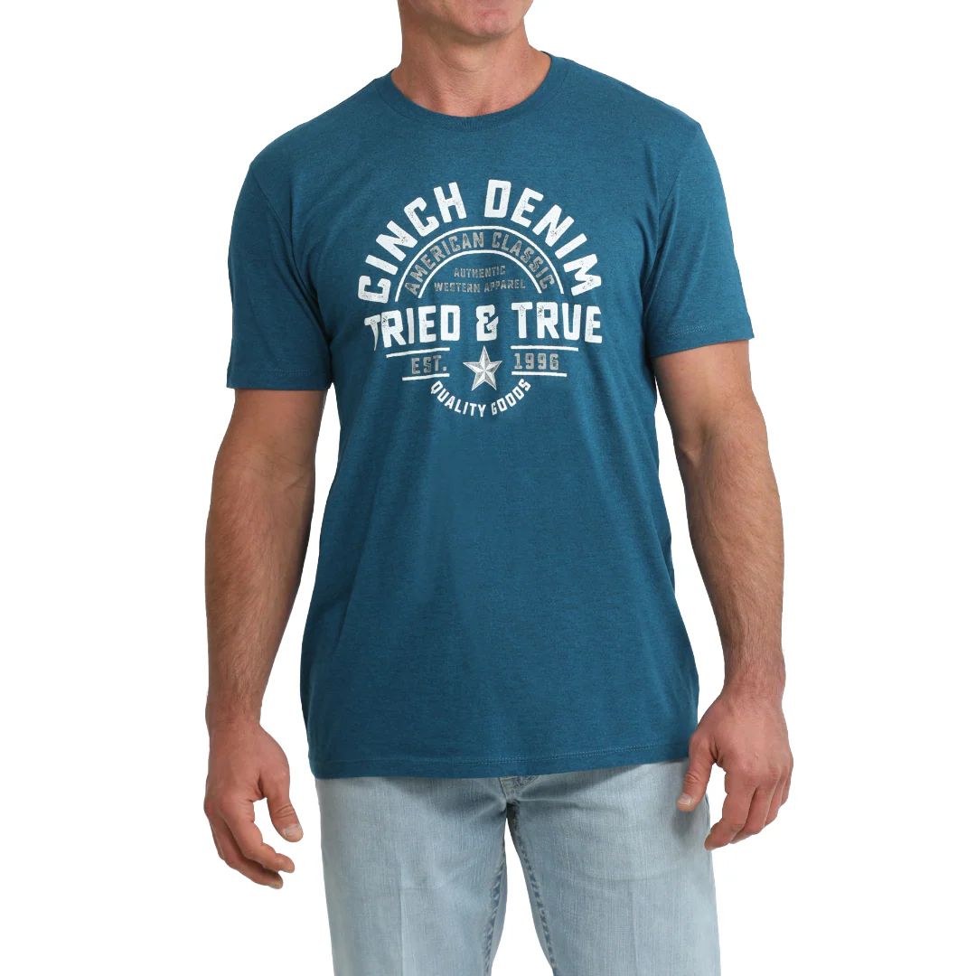 CINCH MEN'S SHORT SLEEVE TRIED &amp; TRUE TEE SHIRT - TEAL