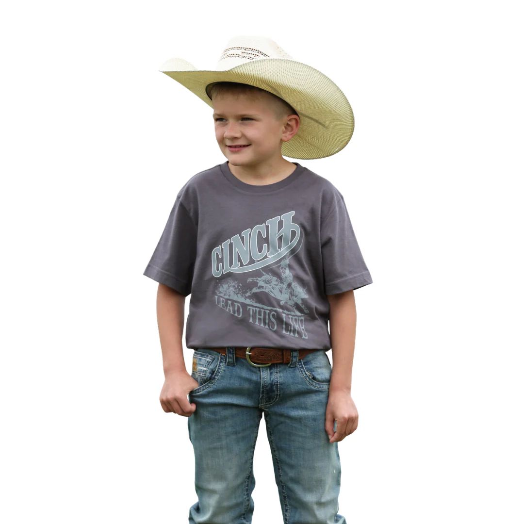 CINCH BOYS' SHORT SLEEVE TEE SHIRT - CHARCOAL
