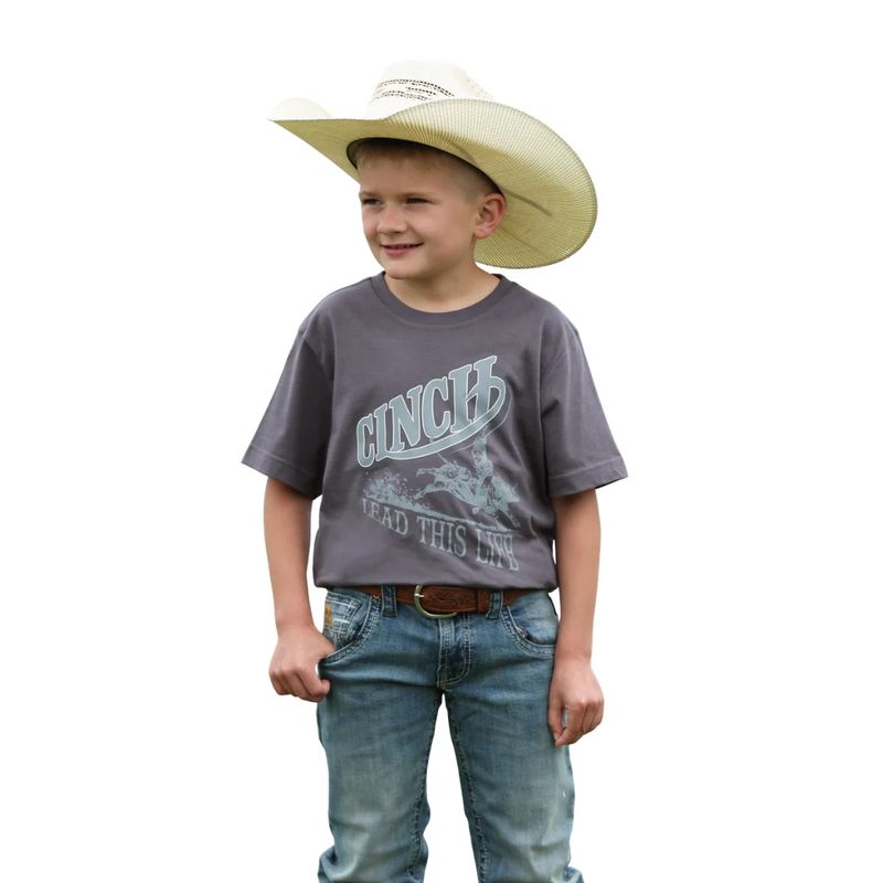 CINCH BOYS' SHORT SLEEVE TEE SHIRT - CHARCOAL