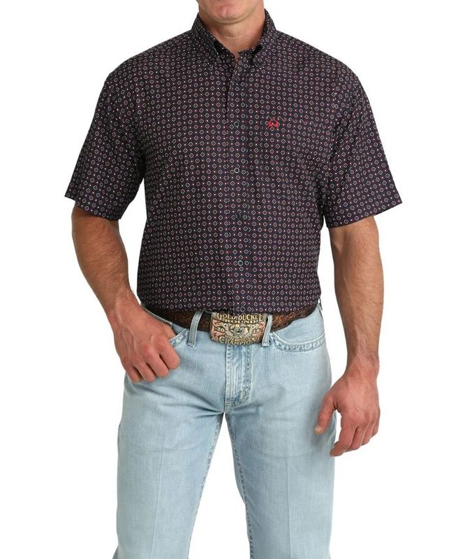 CINCH MEN'S SHORT SLEEVE ARENAFLEX BUTTON SHIRT - NAVY