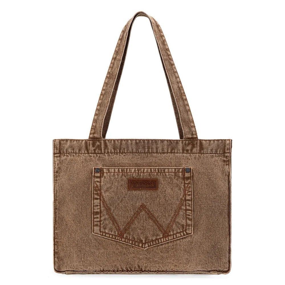 WRANGLER STITCH DENIM TOTE BAG - BROWN