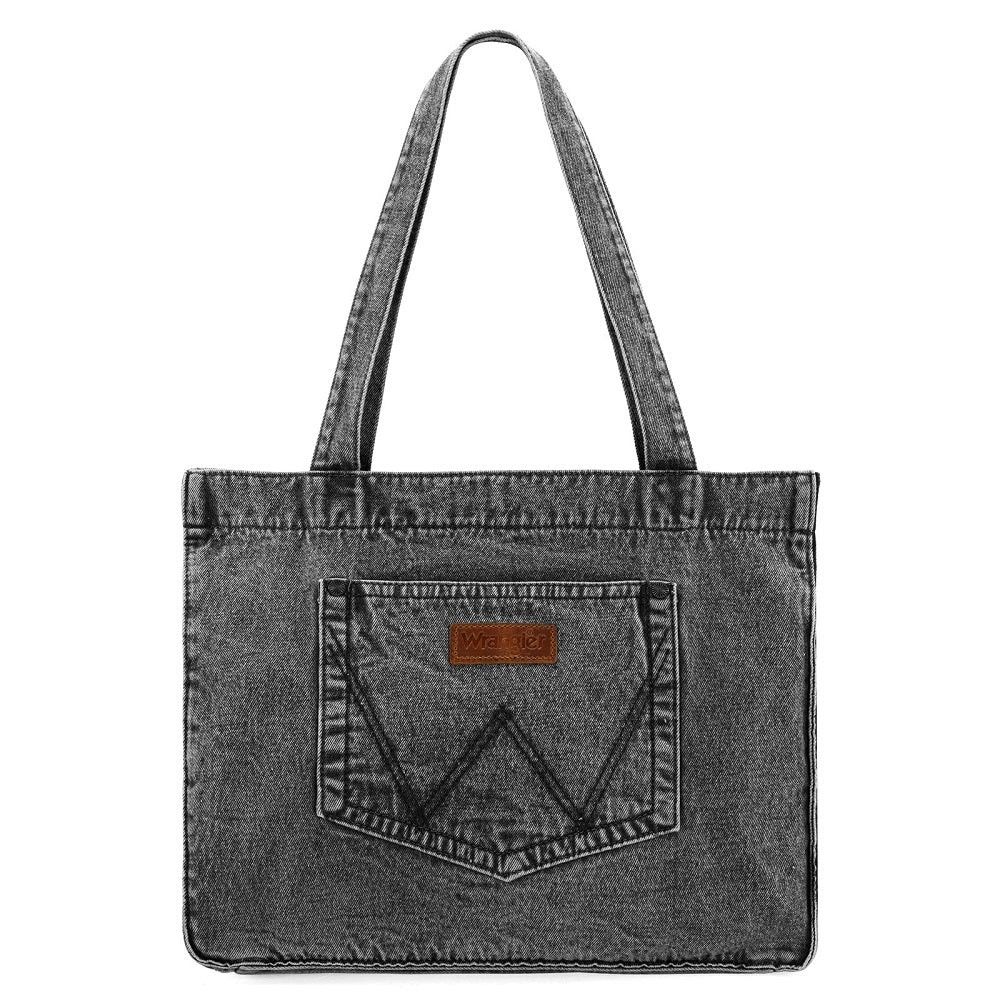 WRANGLER STITCH DENIM TOTE BAG - BLACK