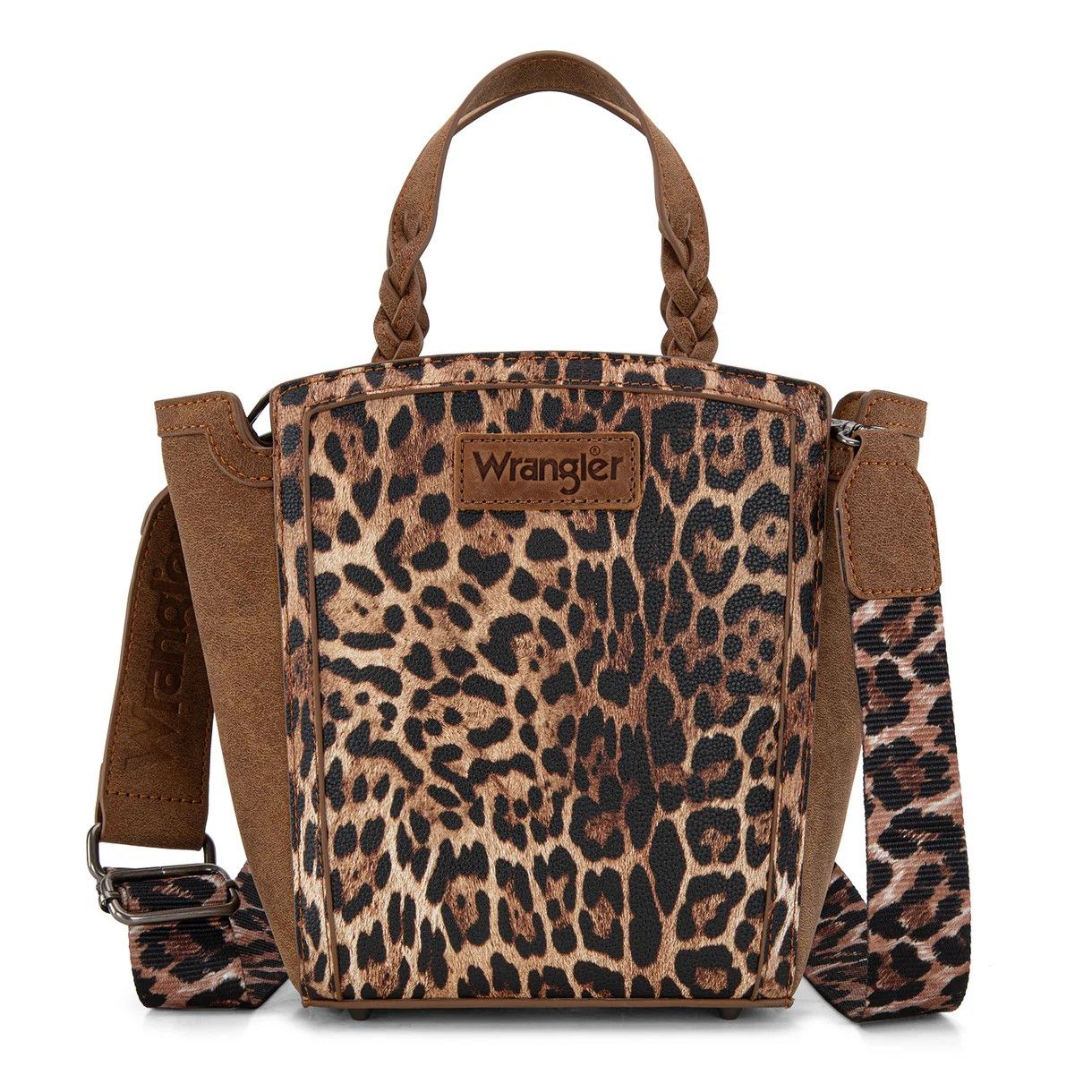 WRANGLER LEOPARD PRINT TOTE/CROSSBODY - BROWN