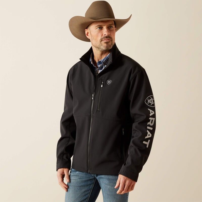 ARIAT MEN'S LOGO SOFTSHELL JACKET - BLACK