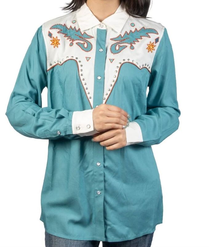 PANHANDLE SLIM WOMEN'S APPLIQUE LONG SLEEVE SHIRT - STILLWATER