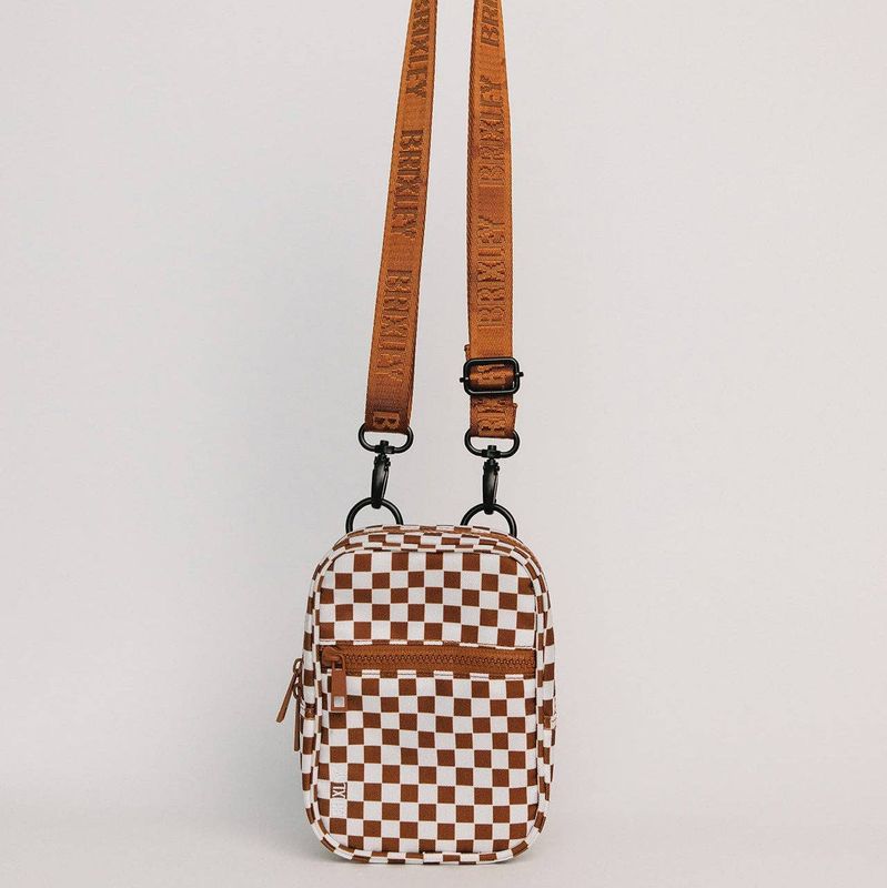 BRIXLEY BAGS - BROWN CHECKERED CROSSBODY SLING