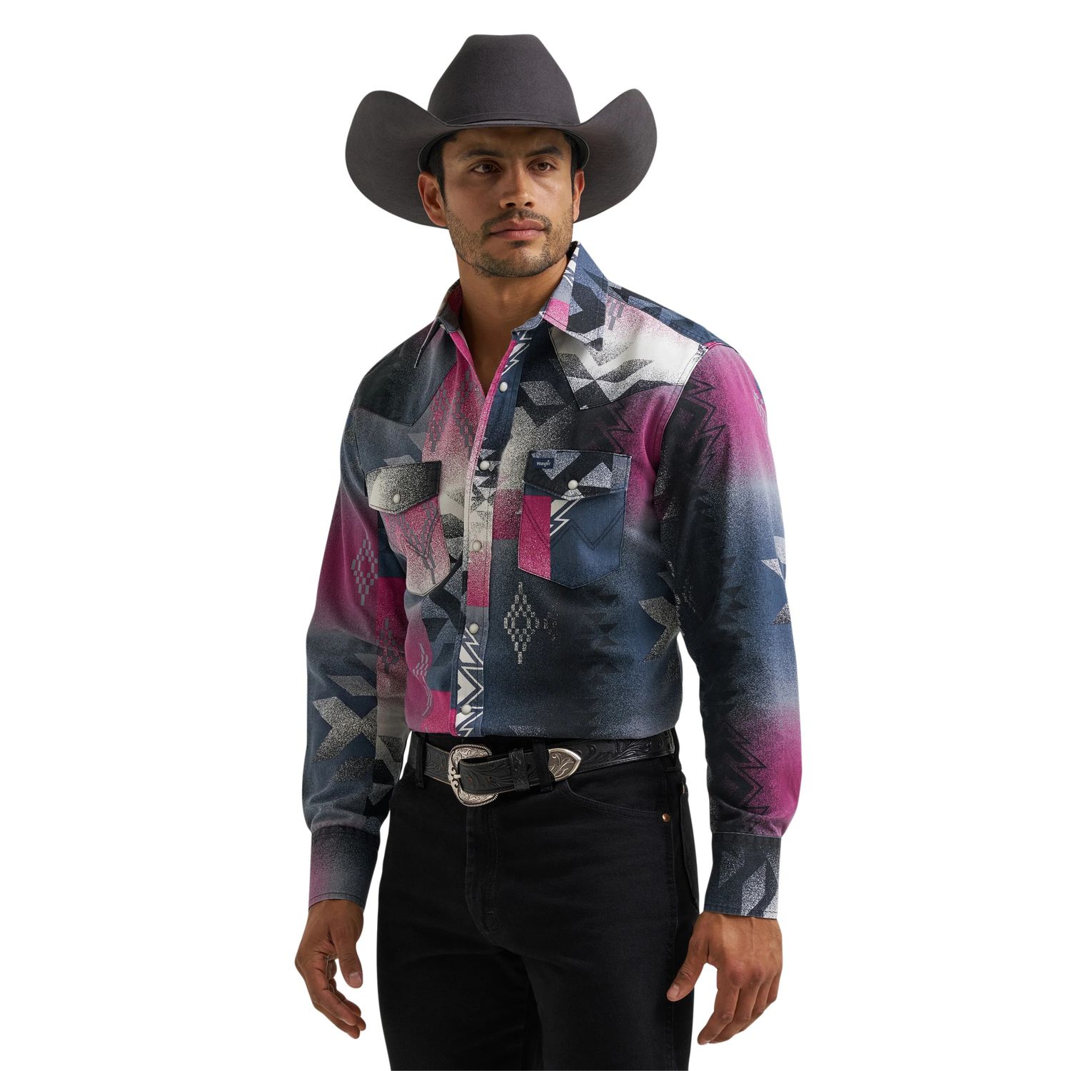 WRANGLER MENS' VINTAGE CLASSIC FIT LONG SLEEVE SHIRT - PINK