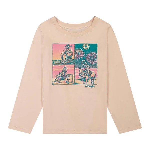 WRANGLER GIRLS' LONG SLEEVE GRAPHIC TEE - PINK