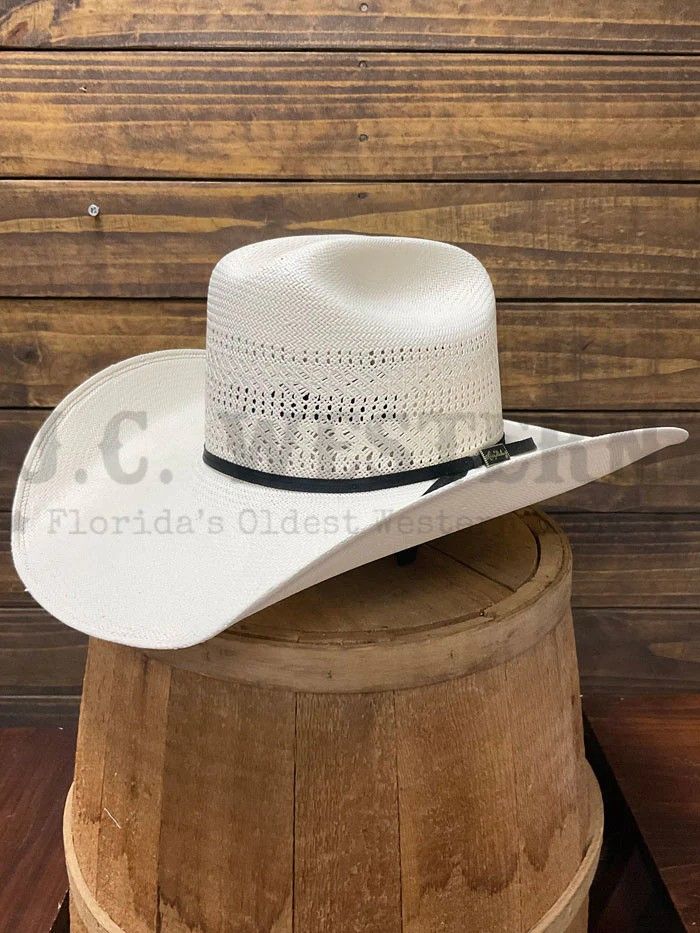 LARRY MAHAN IVORY STRAW HAT - BLACK BAND