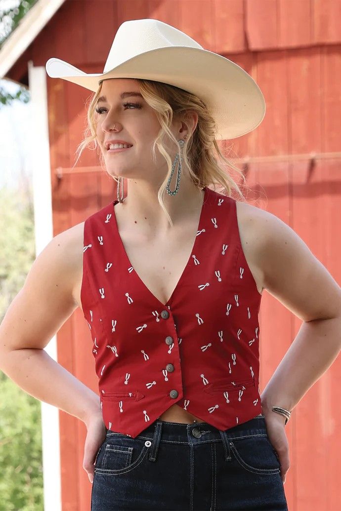 CRUEL DENIM WOMEN'S SPUR VEST - RED