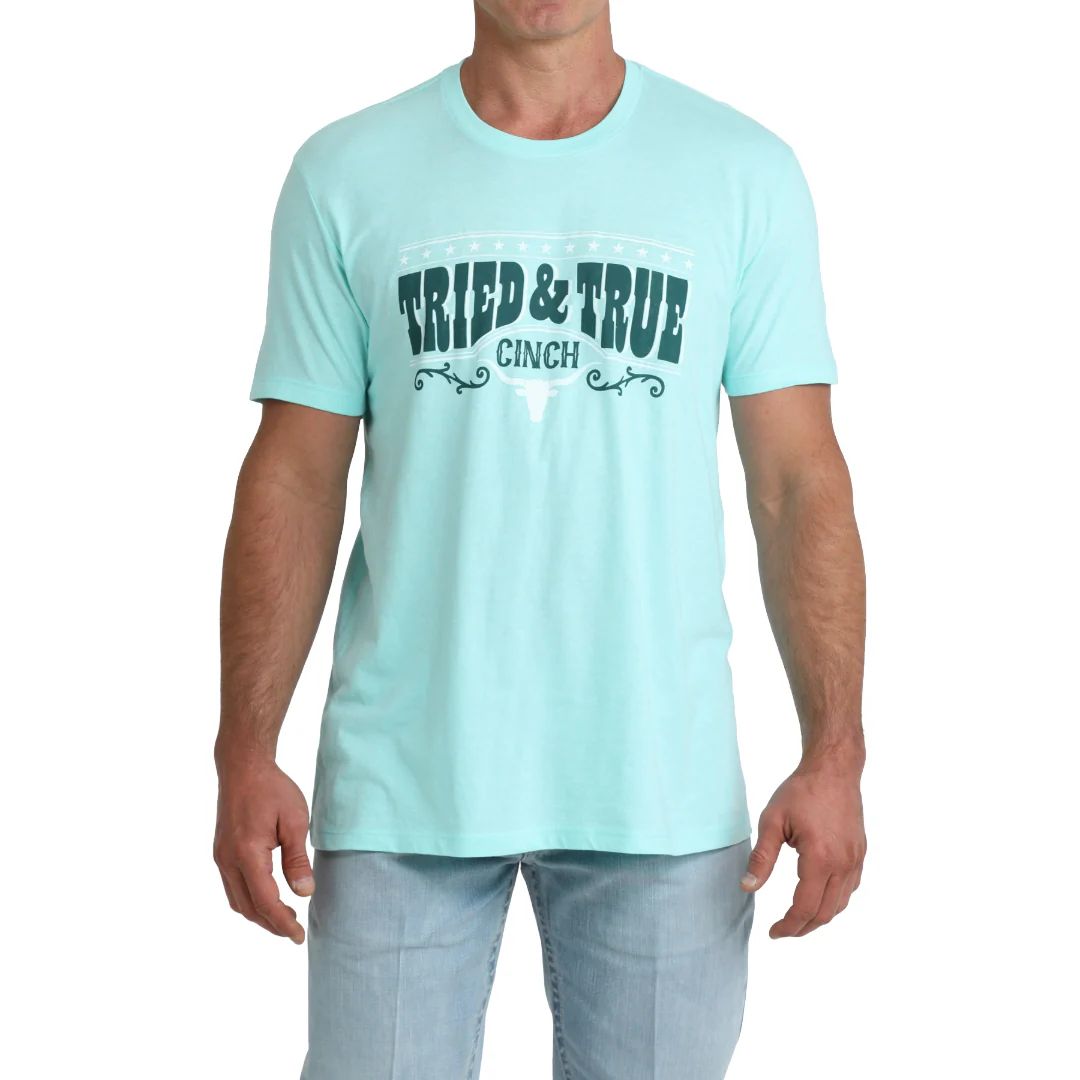 CINCH MEN'S SHORT SLEEVE TEE SHIRT - TURQUOISE