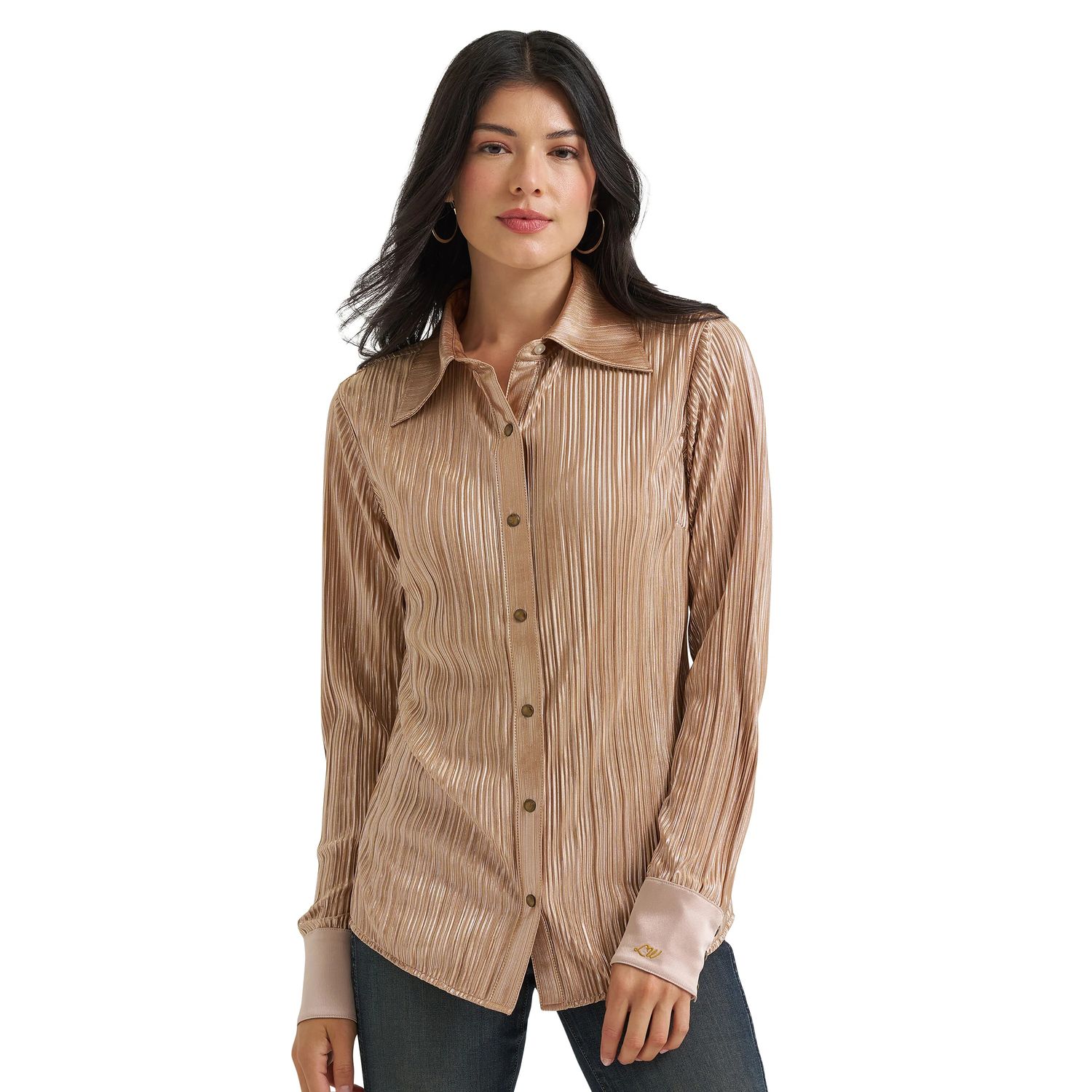 WRANGLER WOMEN'S LONG SLEEVE LAINEY WILSON SNAP SHIRT - ROSE GOLD