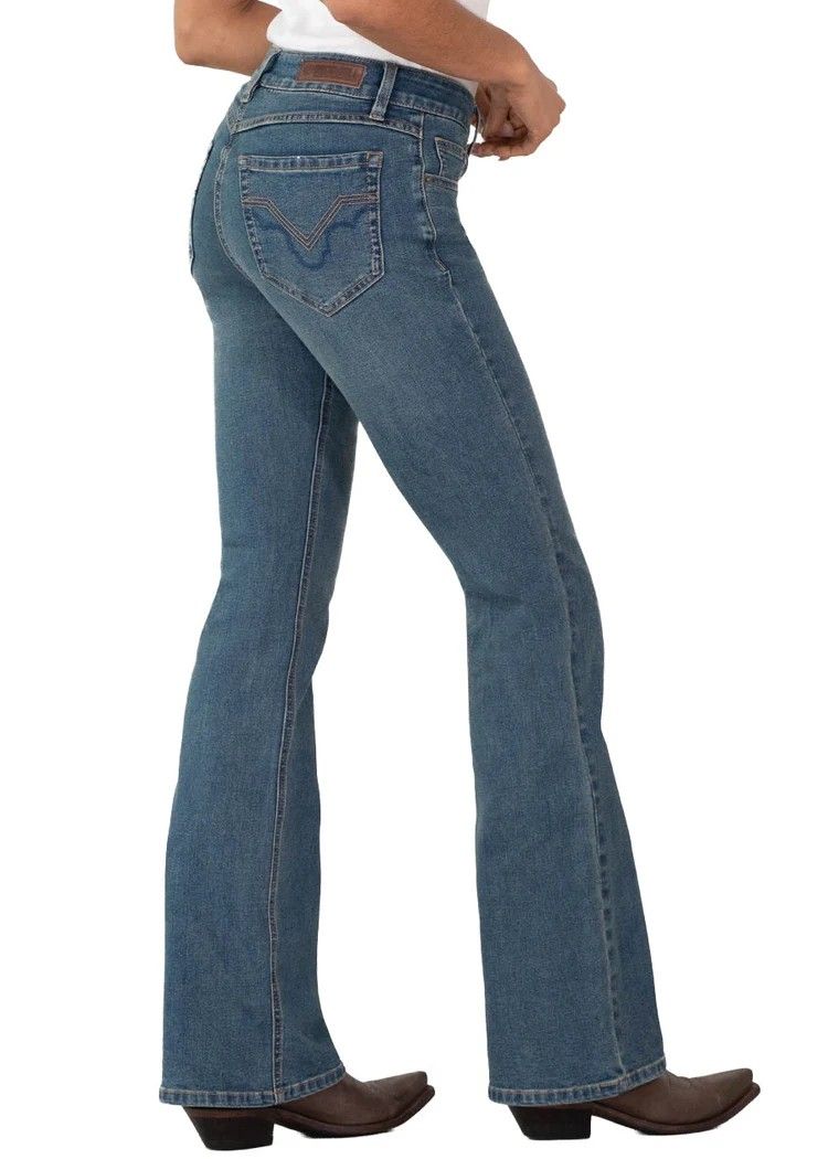 ROCK &amp; ROLL DENIM WOMEN'S SCULPTED MID RISE BOOT CUT JEAN - MEDIUM VINTAGE