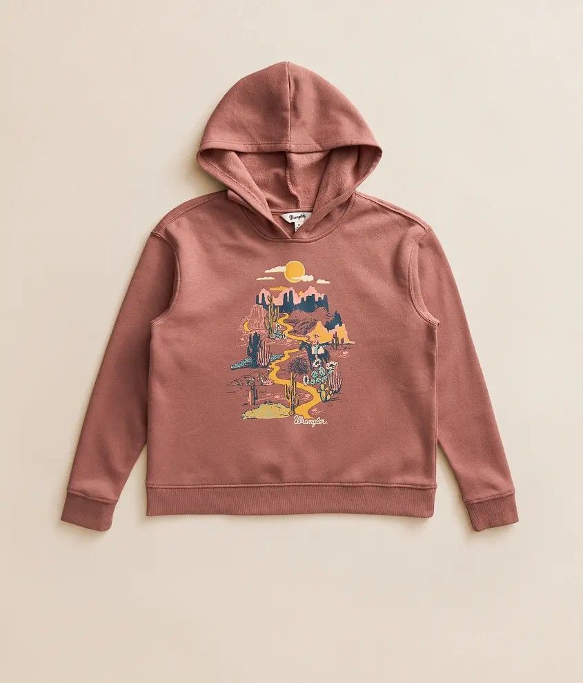 WRANGLER GIRLS' GRAPHIC HOODED SWEATSHIRT - RED