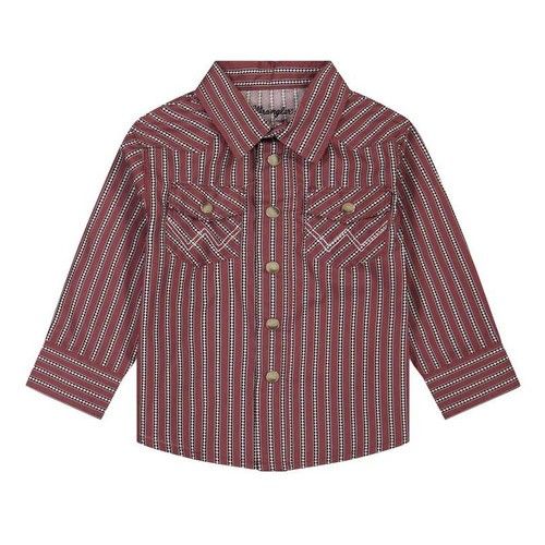 WRANGLER BABY BOYS' LONG SLEEVE PEARL SNAP SHIRT - RED