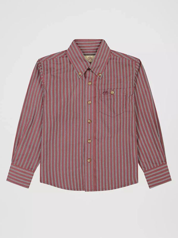 WRANGLER BOYS' LONG SLEEVE CLASSIC BUTTON SHIRT - RED