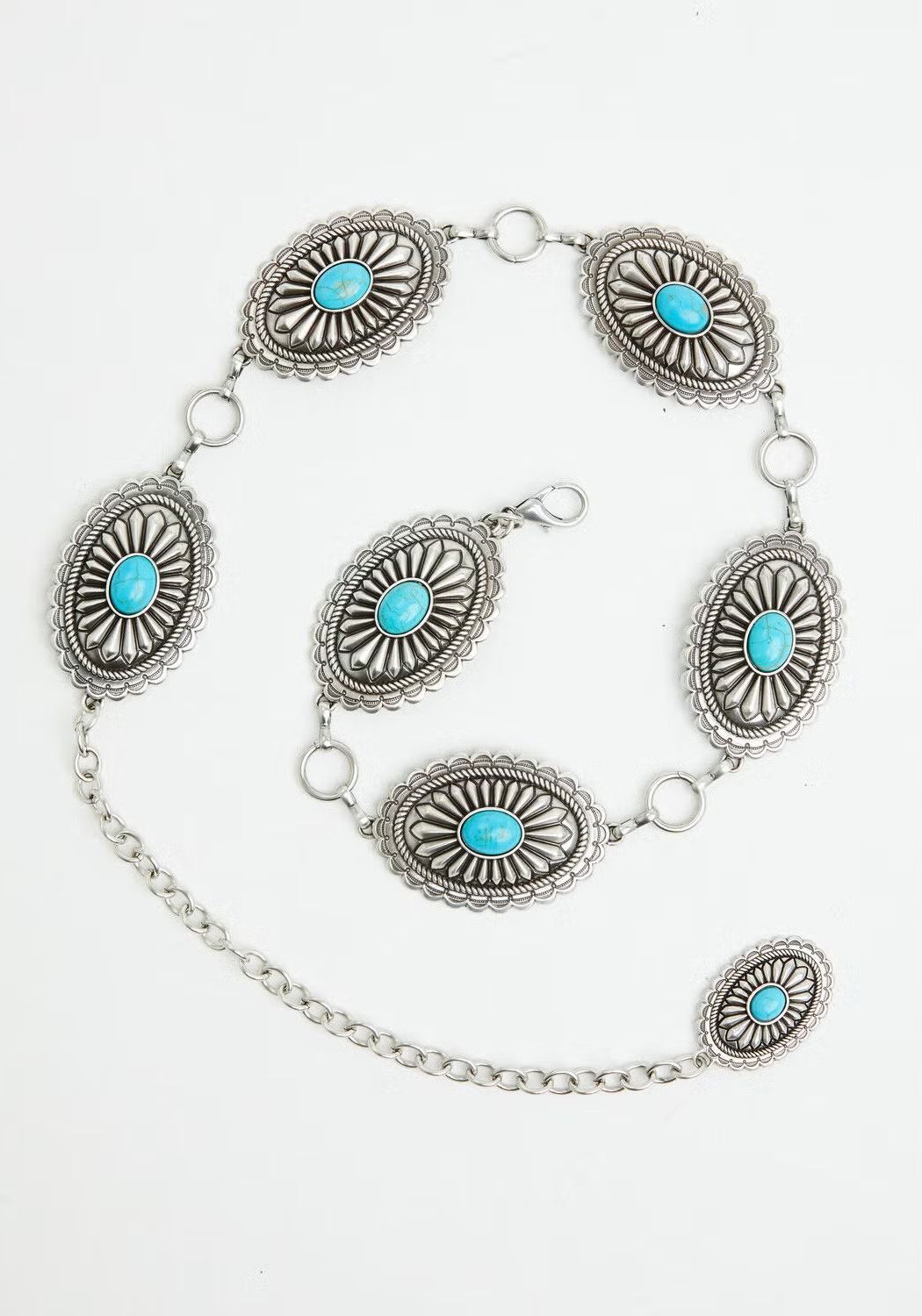 ARIAT WOMEN'S OVAL TURQUOISE CONCHO CHAIN BELT