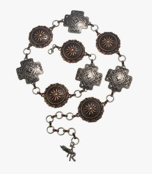 ANGEL RANCH WOMEN'S CHAIN ENGRAVED CONCHO BELT