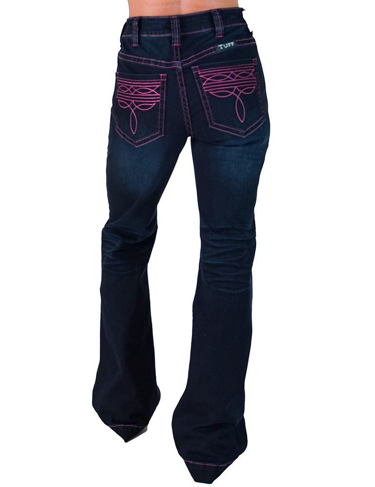 COWGIRL TUFF GIRLS' BOOTSTITCH TROUSERS - PINK STITCH
