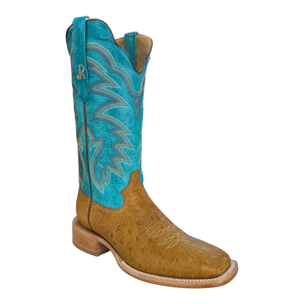 R. WATSON MEN'S SMOOTH OSTRICH WIDE SQUARE TOE BOOT - ANTIQUE SADDLE