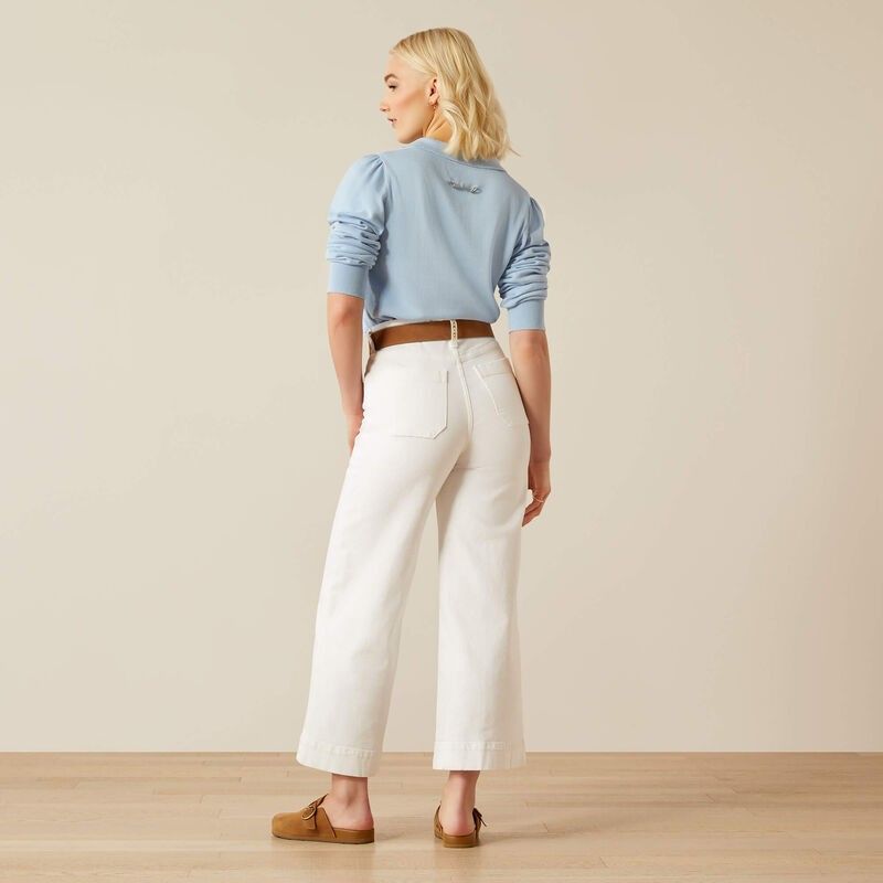 ARIAT WOMEN'S ULTRA HIGH RISE COUNTRYSIDE WIDE CROP JEAN - WHITE