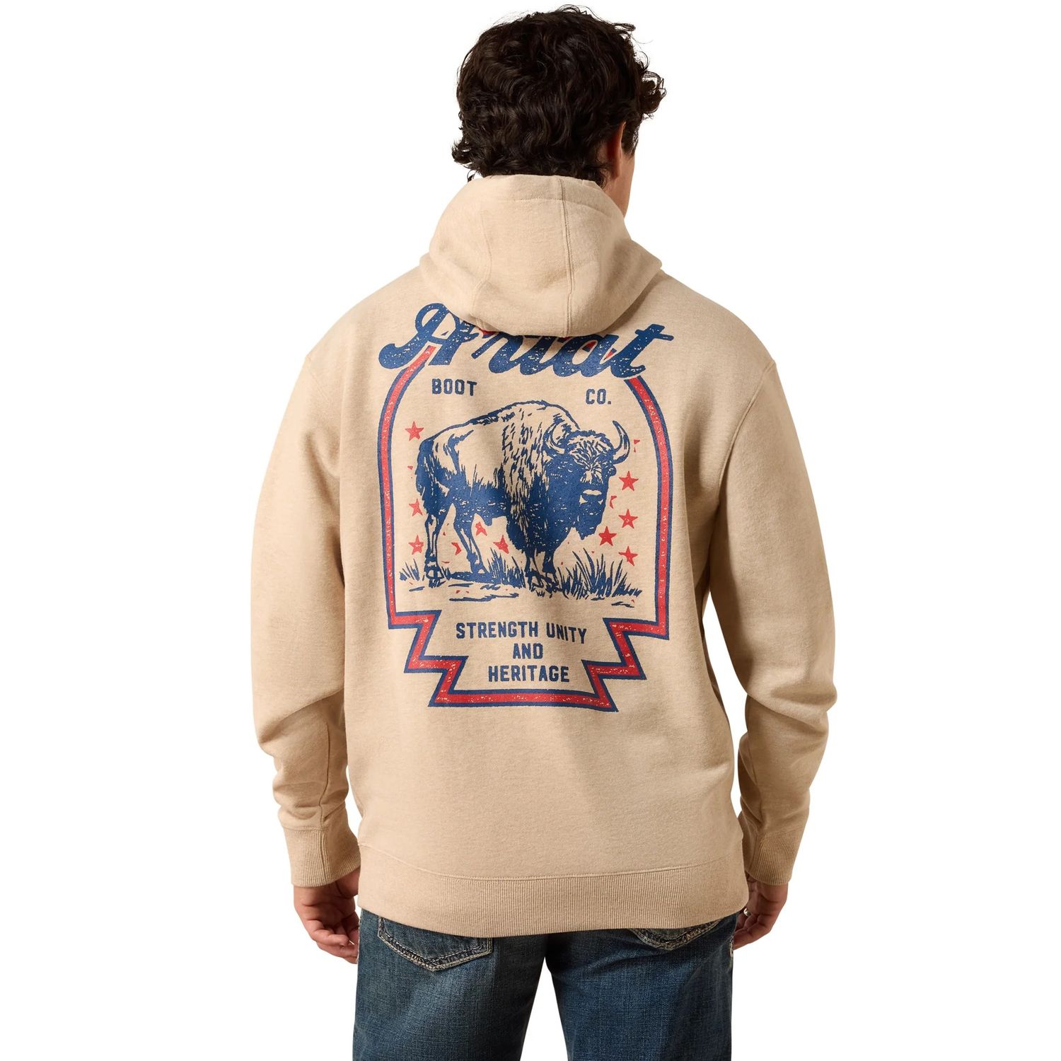 ARIAT MEN'S ARIAT BISON ARCHER HOODED SWEATSHIRT - OATMEAL