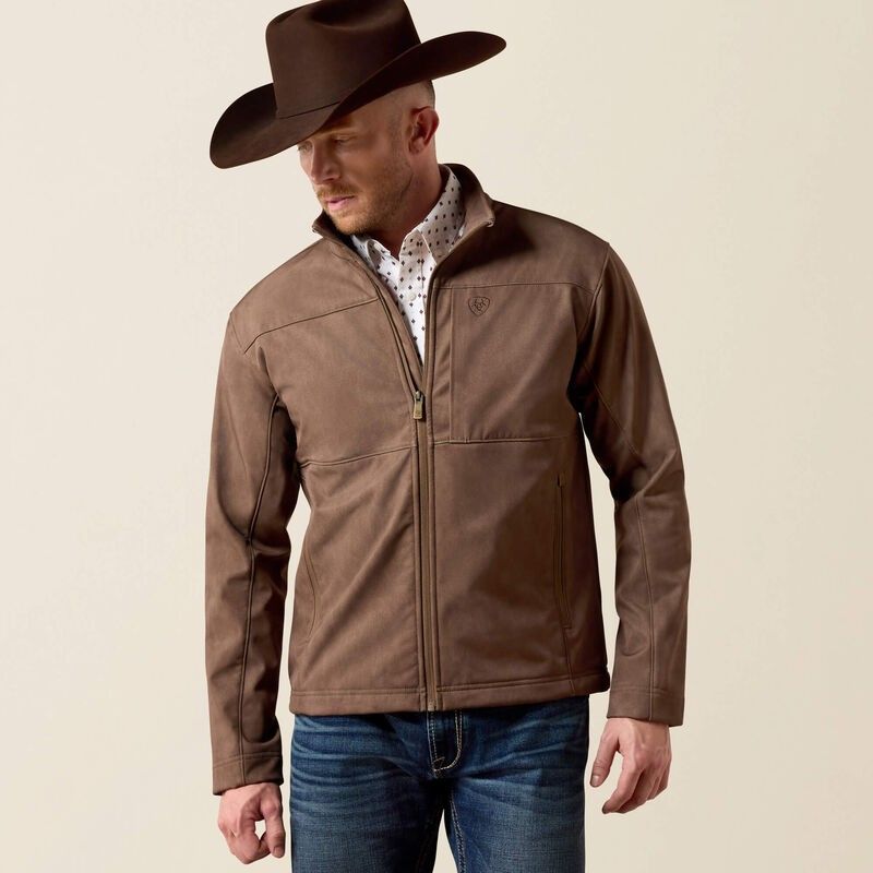 ARIAT MEN'S VERNON SOFTSHELL JACKET - WREN FAUX LEATHER