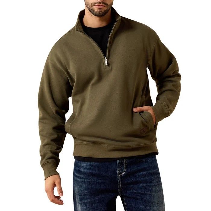ARIAT MEN'S CORE 1/4 ZIP SWEATSHIRT - GRAPE LEAF