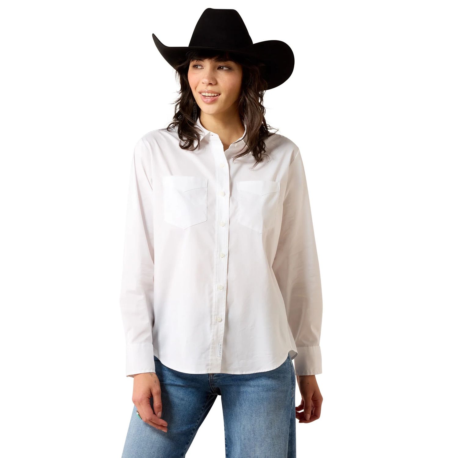 ARIAT WOMEN'S LONG SLEEVE EVERYTHING BUTTON SHIRT - WHITE