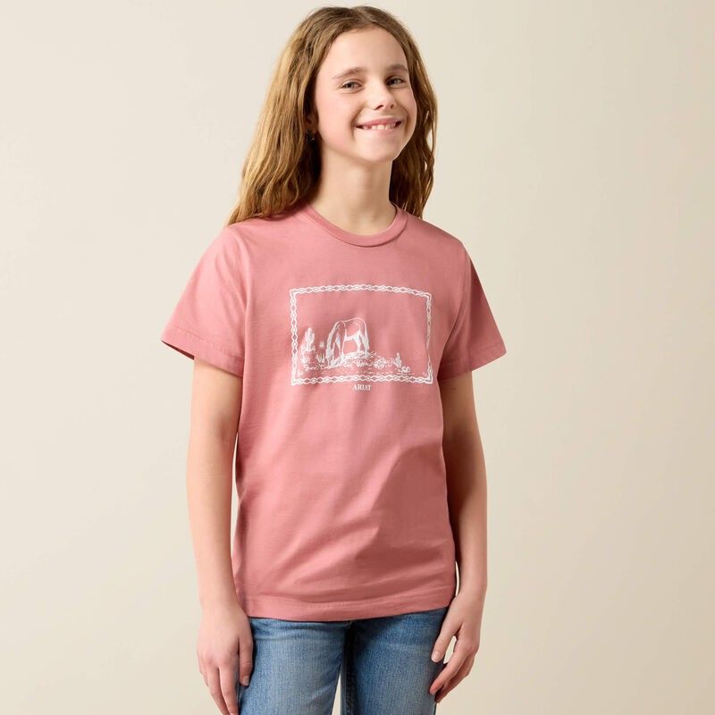 ARIAT GIRLS' ARIAT HORSE FRAME TEE SHIRT - MAUVELOUS