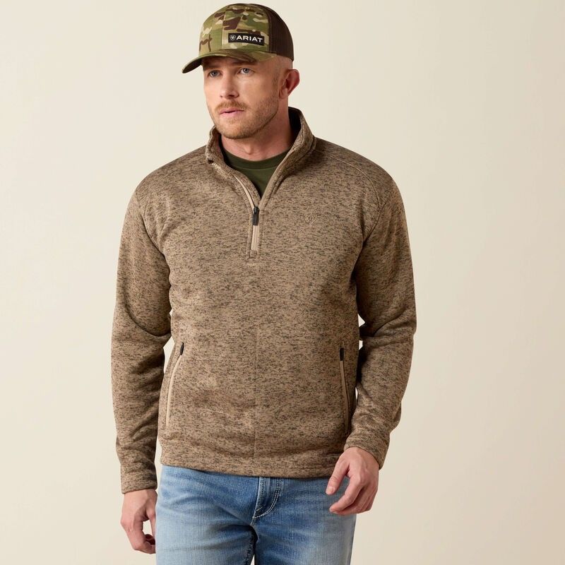 ARIAT MEN'S CALDWELL 1/4 ZIP SWEATER - SAVANNAH TAN