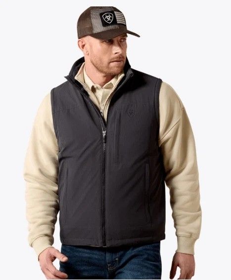 ARIAT MEN'S PIONEER STRETCHSHELL VEST - CHARCOAL HEATHER
