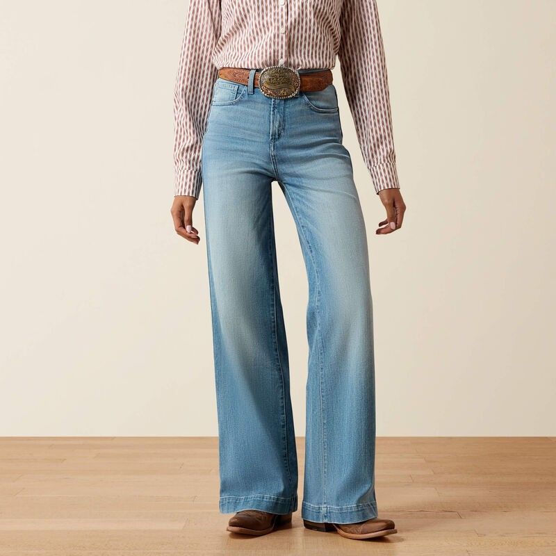 ARIAT WOMEN'S ULTRA HIGH RISE LUANA WIDE LEG JEANS - OKLAHOMA