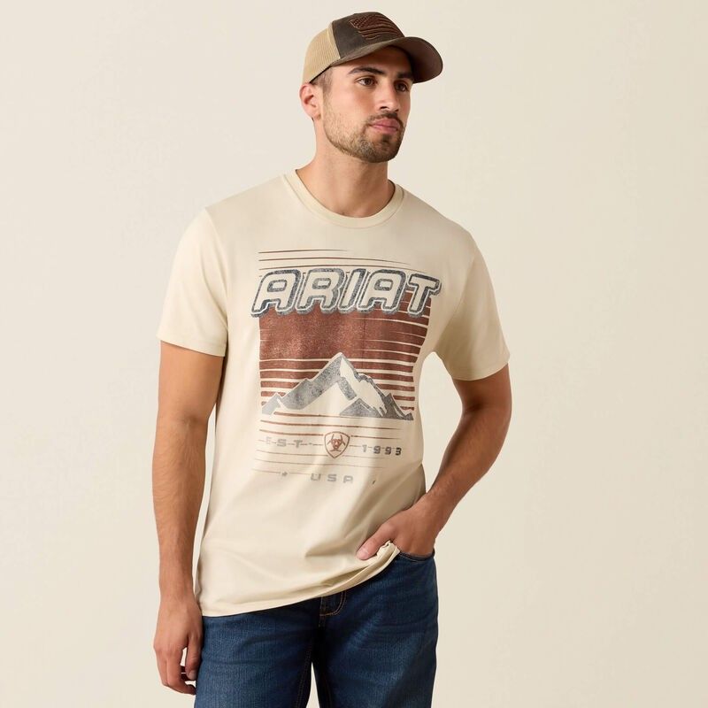ARIAT MEN'S ARIAT NINETIES COWBOY TEE SHIRT - NATURAL