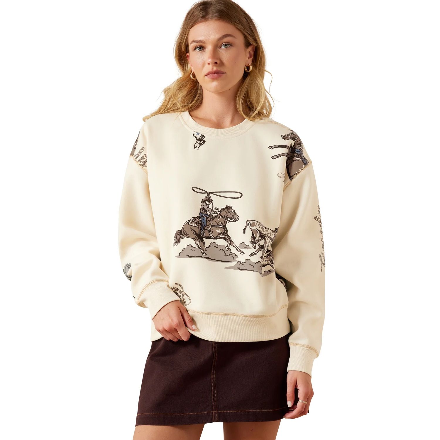 ARIAT WOMEN'S RANCHER SWEATSHIRT - PARCHMENT