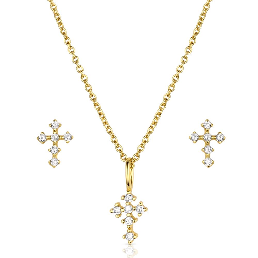 MONTANA SILVERSMITHS MIGHTY GOLDEN CROSS JEWELRY SET
