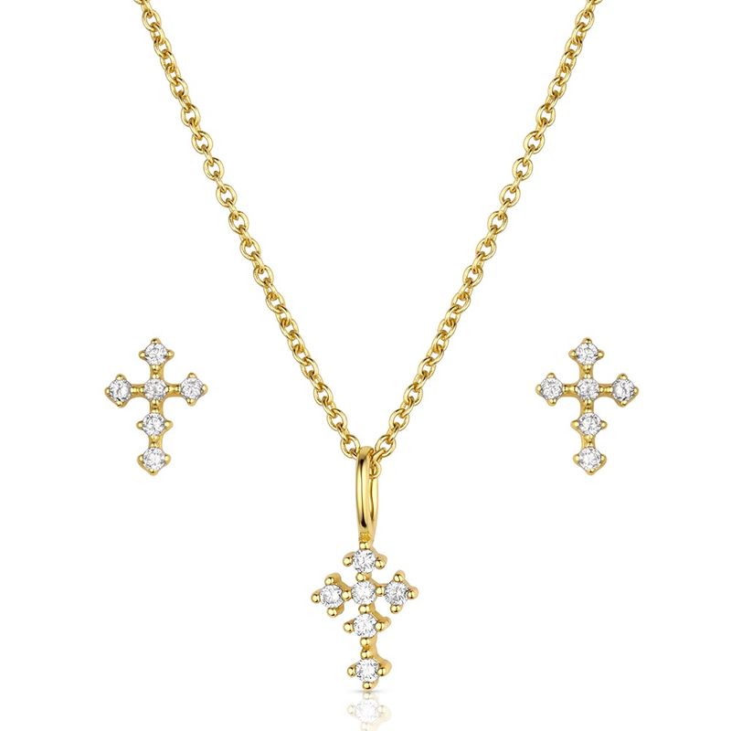 MONTANA SILVERSMITHS MIGHTY GOLDEN CROSS JEWELRY SET