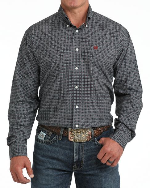 CINCH MEN'S LONG SLEEVE PRINT ARENAFLEX SHIRT - BLUE PRINT