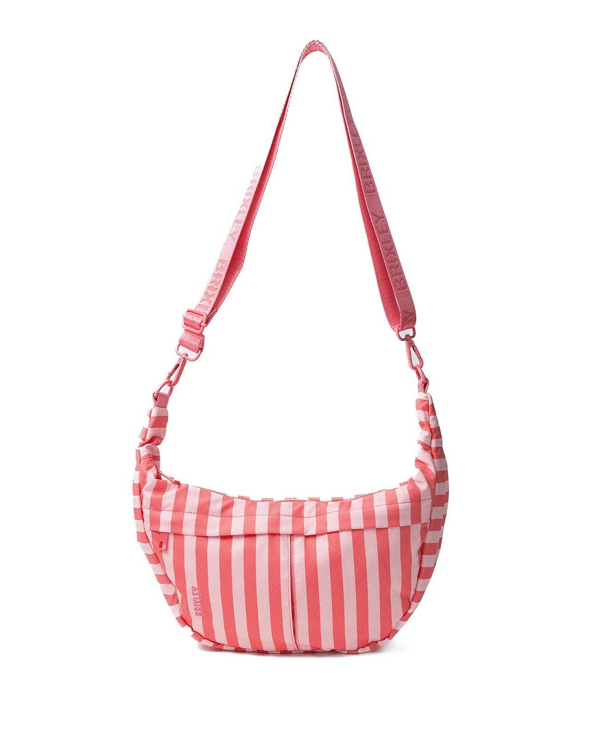 BRIXLEY BAGS - CORAL STRIPE CRESCENT BAG