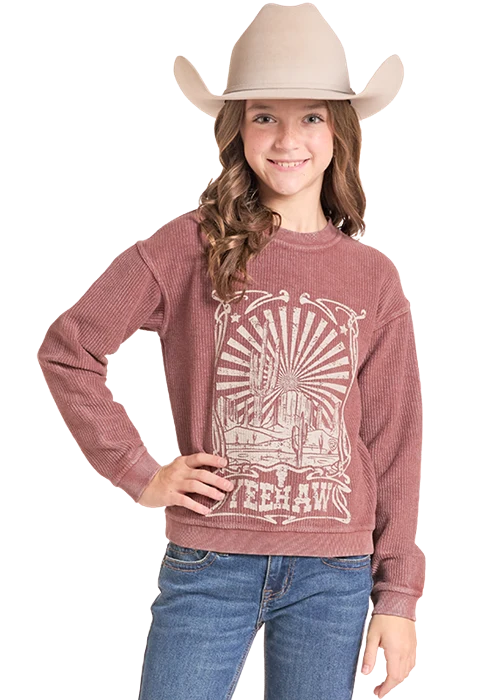 ROCK &amp; ROLL DENIM GIRLS' GRAPHIC PULLOVER - BURGUNDY