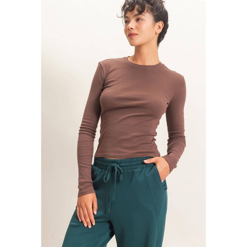 DOUBLE ZERO WOMEN'S LONG SLEEVE CREW NECK SHIRT - DARK CHERRY