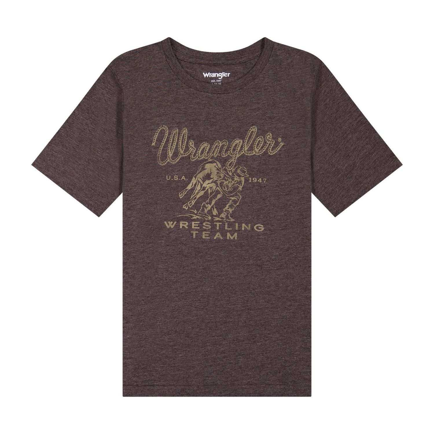 WRANGLER BOYS' SHORT SLEEVE GRAPHIC TEE SHIRT - CHOCOLATE TORTE HEATHER