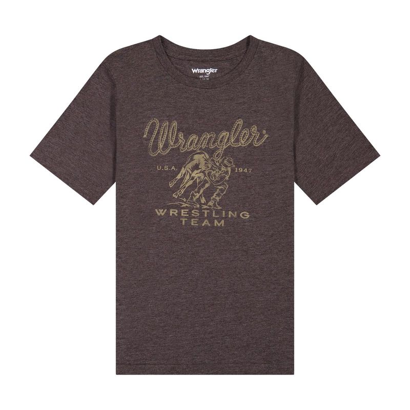 WRANGLER BOYS' SHORT SLEEVE GRAPHIC TEE SHIRT - CHOCOLATE TORTE HEATHER
