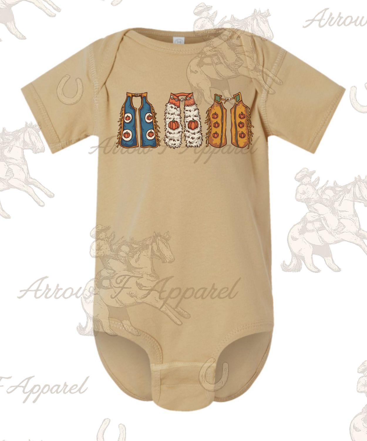 GIRLS' FALL PUMPKIN CHAPS GRAPHIC CREWNECK - COYOTE BROWN