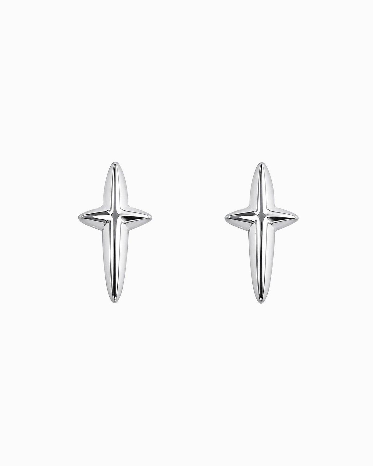 MINIMALIST CROSS STUD EARRINGS, COLOR: Rhodium