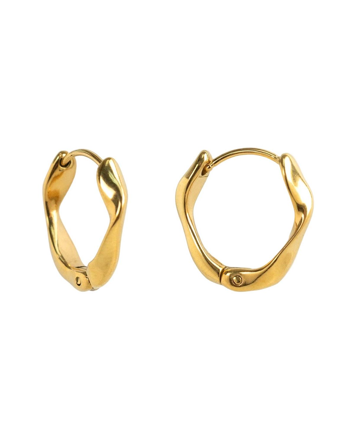 STAINLESS ORGANIC SHAPED HOOP EARRINGS