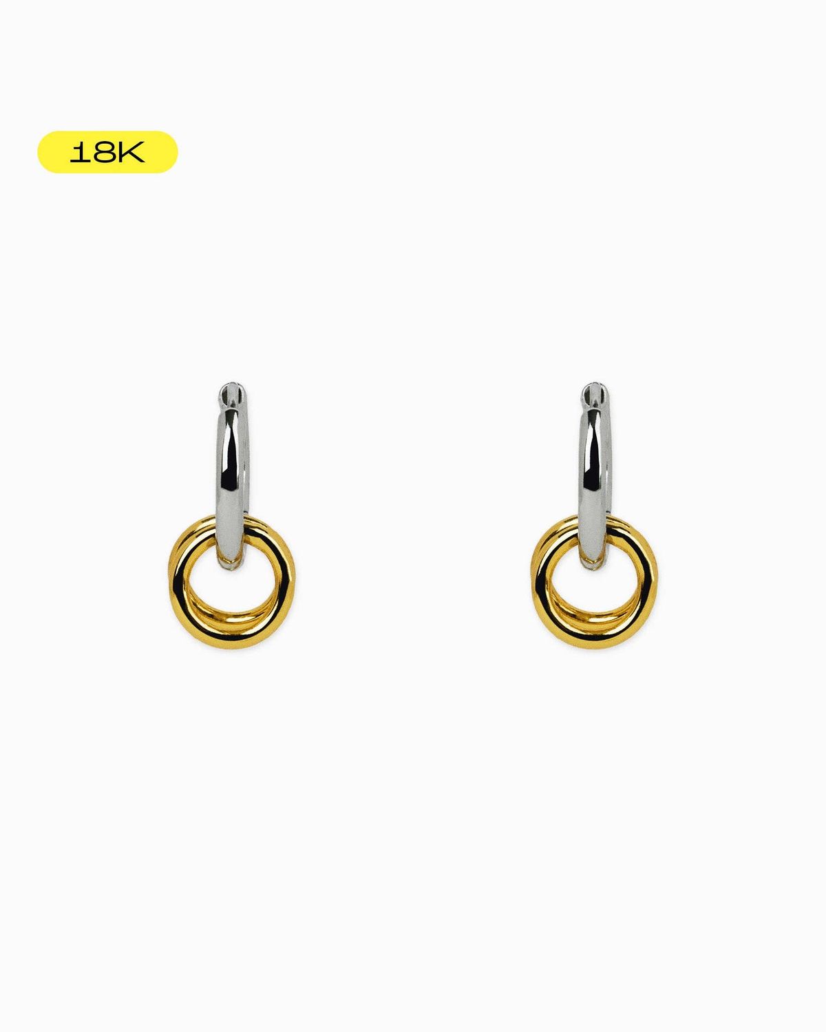 [18K] SORA TWO-TONE LINK HOOP EARRINGS